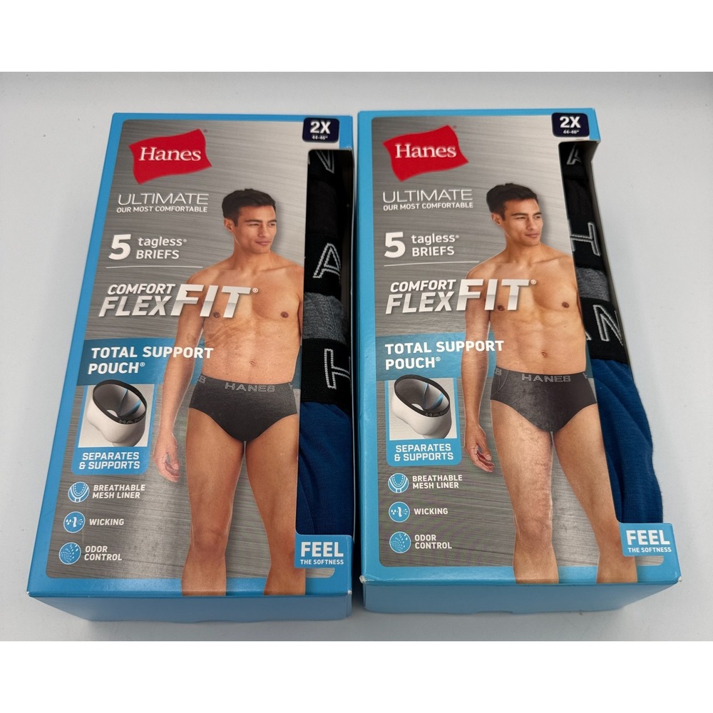 Hanes Ultimate Comfort Flex Fit Briefs Mens Size 2XL Multi Total Support 10 Pack